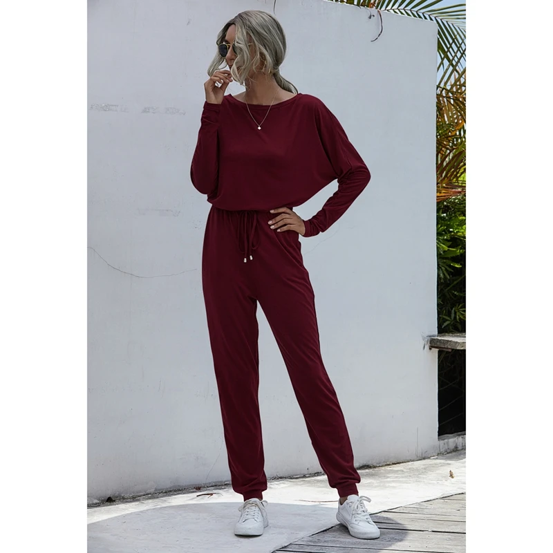 Autumn Jumpsuits for Women Long Sleeve High Waist Loose Jumpsuit Long Slim Leg Pocket Women Romper Hot Sale