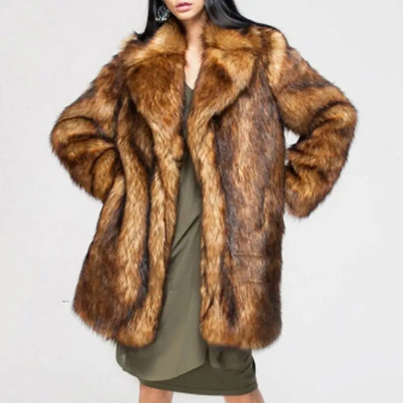 

2019 Winter Warm Faux Fox Fur Coats Women Royal Plus Size Thick Jacket Casual Plain Outwear Fake Fur Oversized Overcoat Female