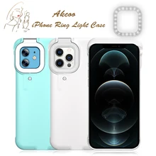 

Akcoo for iPhone 11 Ring Light Cases with Flash Led Fill light for Shot Fashion Case for iPhone 6 7 8 Plus XR 12 Pro Ringlight