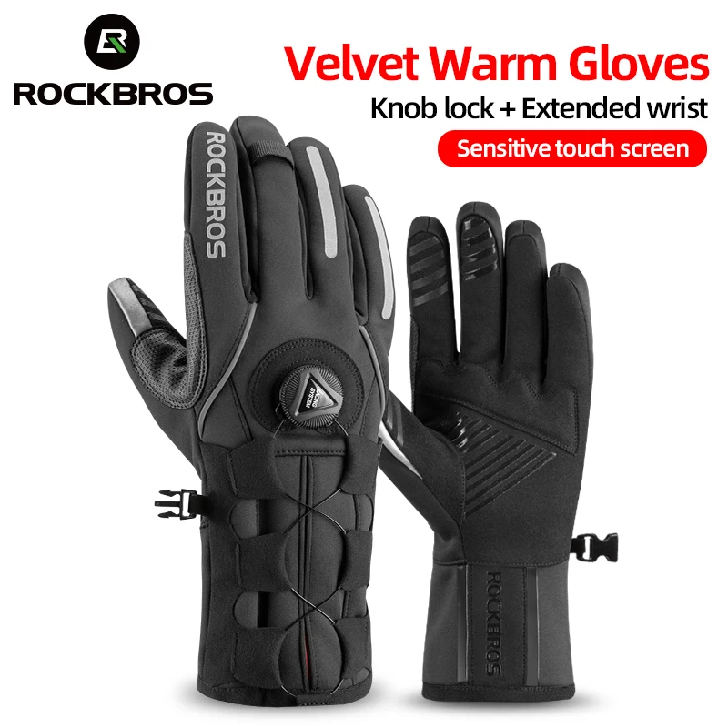 Cycling-Gloves MTB Motorcycle ROCKBROS Reflective-Screen-Touch Warm Outdoor Waterproof