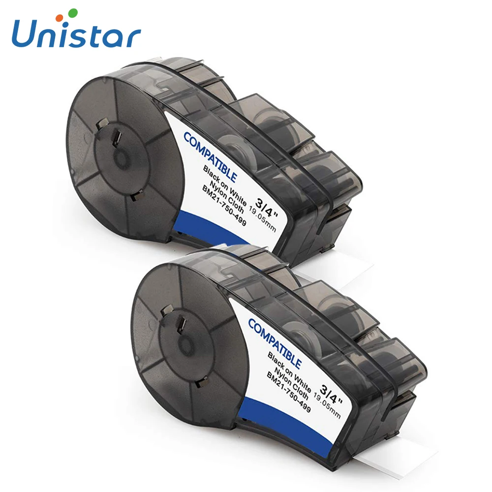 Unistar M21-750-499 0,75 дюймов черный на белом Совместимость для Brady нейлоновая ткань этикетка лента для BM.P21-PLUS BM.P21-LAB принтер