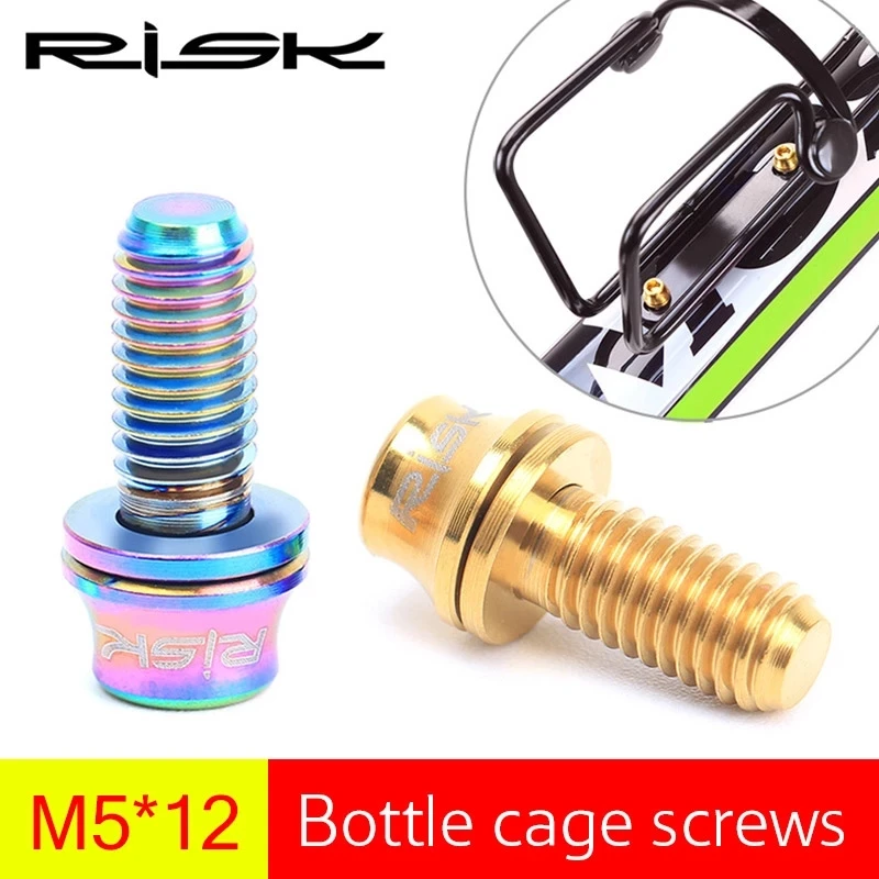 Bike Bottle Cage Bolt Titanium Bike Bottle Holder Screw Cycling Accessories Bicycle Water Cage RISK M5x12mm