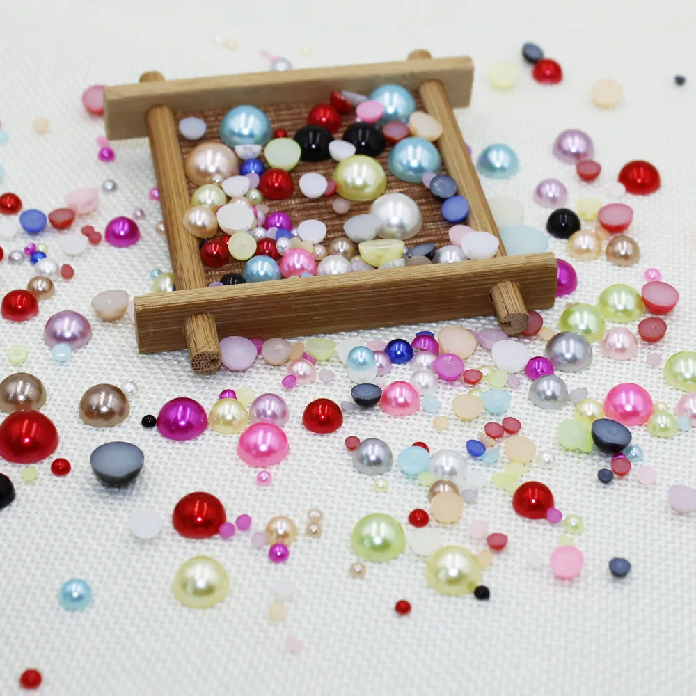 

Multi Option Mixed 3/4/6/8/10/12mm Half Round Pearls Beads Plastic ABS Imitation Pearl Beads DIY for Jewelry Making Accessories