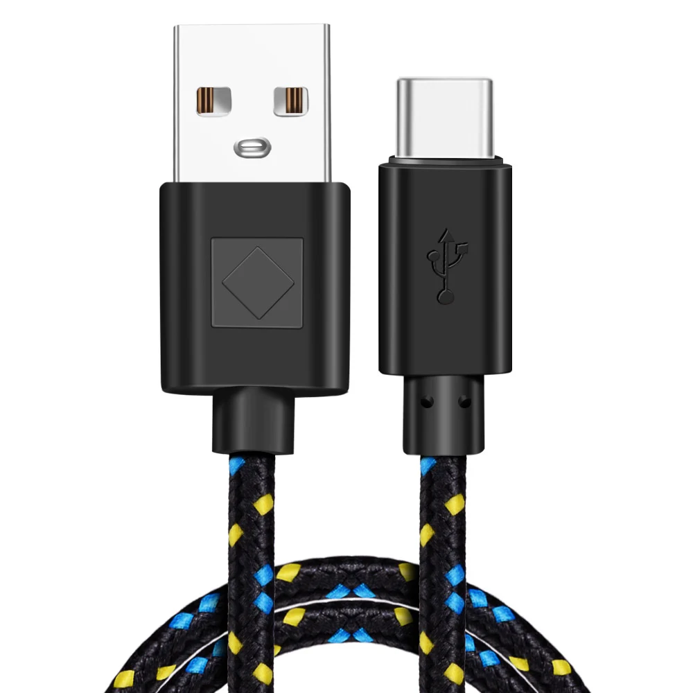 Black Type C Usb type-C кабель 2 м 3 м нейлоновый кабель передачи данных для быстрой зарядки для samsung S10 S9 Note 9 Oneplus xiaomi Мобильный телефон type-c USB-C кабели - Цвет: Black Type C