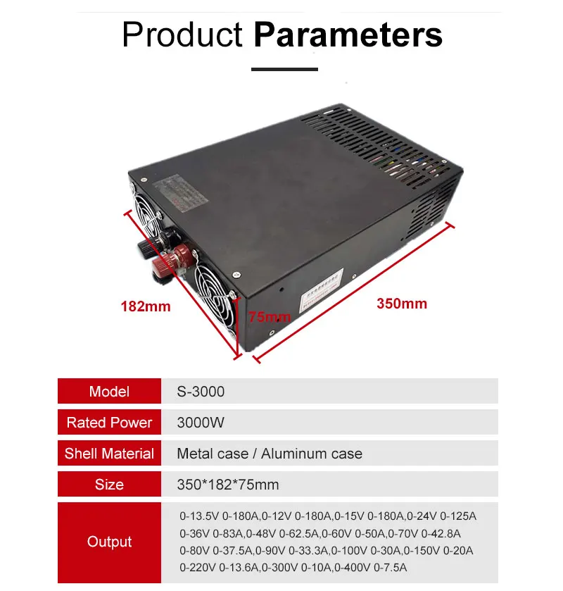 3000 Вт импульсный источник питания вход 110/150 в переменного тока AC-DC SMPS источник питания Выход 12 В 15 в 24 в 36 в 48 в 27 в 220 в 300 в 400 в