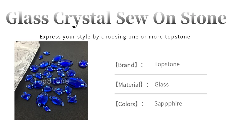 TopStone сапфировое стекло кристалл пришивной камень капля круглая прямоугольная квадратная Смешанная форма стеклянные стразы для одежды сумки
