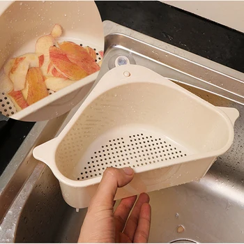 

Kitchen Triangular Sink Strainer Storage Rack Vegetable Fruit Washing Bowl Sponge Drainer Basket Multi Tool Sink Filter Shelf