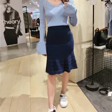 Женская Полосатая юбка-труба, однотонная Повседневная облегающая юбка, тонкая весенняя летняя юбка