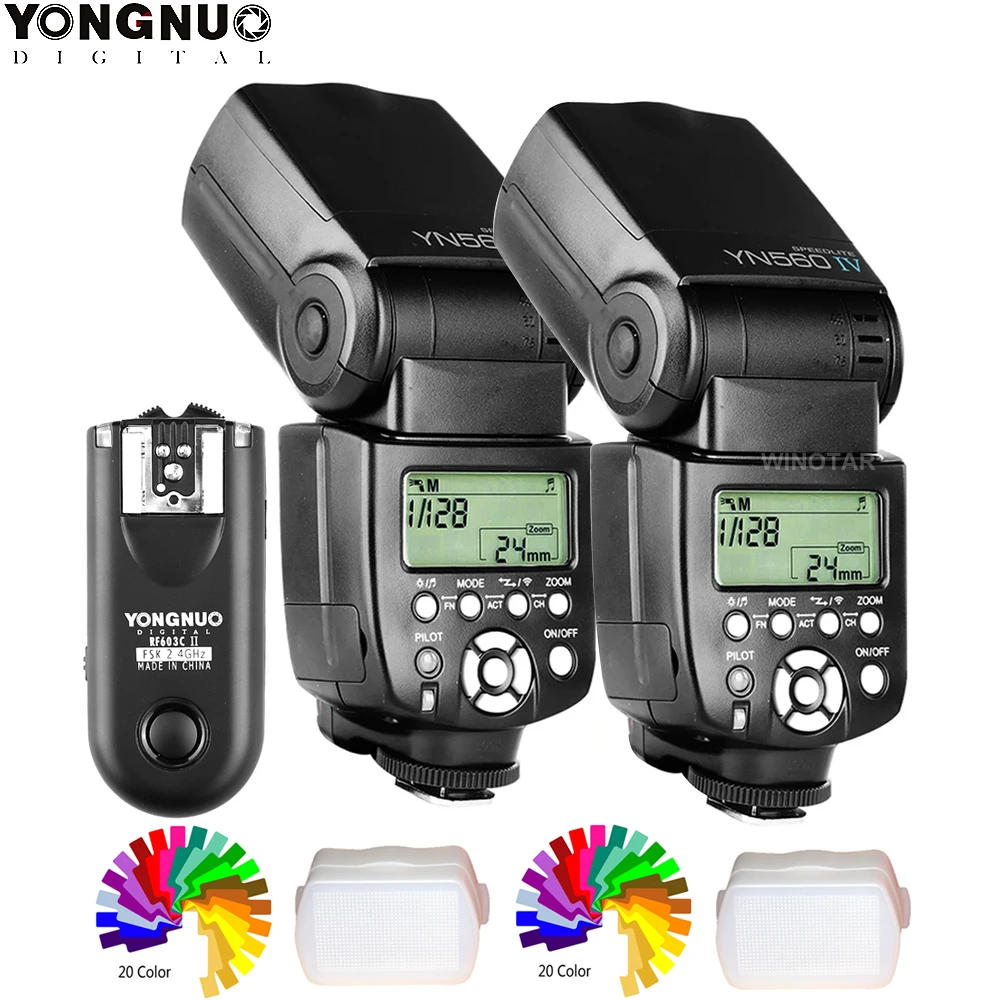 

YONGNUO 2x YN-560 IV YN 560 IV Wireless Master Flash Speedlite + RF-603II C Wireless Remote Trigger 2.4GHz For Canon DSLR