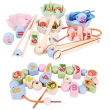 Jeu de perles en bois pour enfants, Montessori, éducatif, apprentissage préscolaire, Puzzle à Clip, jouets pour tout petits, cadeaux pour enfants