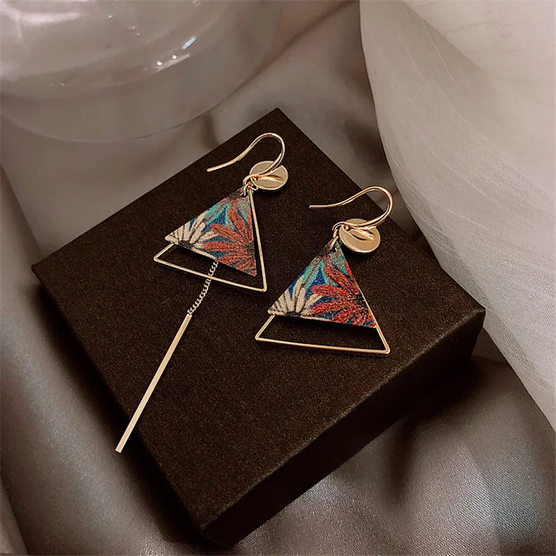 Trendy New Long Asymmetry Pendant Earrings for Women Female Simple Hypoallergenic Geometric Tassel Earrings Jewelry Accessories