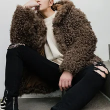 Натуральный мех, мужская зимняя куртка из короткой овечьей шерсти, Мужская Меховая куртка с капюшоном из натуральной шерсти, высокое качество, Мужская Шуба 19345 KJ3320