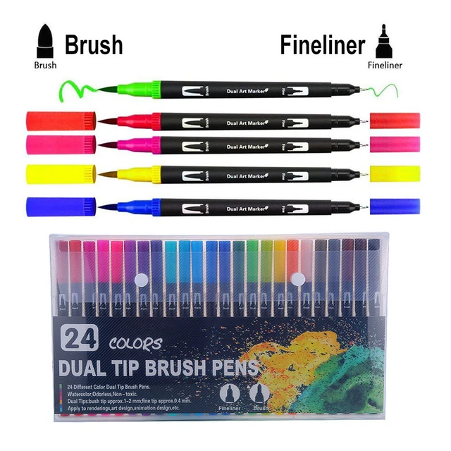 60/48/36/24/12 Pcs/set Dual Tip Brush Pens: Felt Tip Pen Set