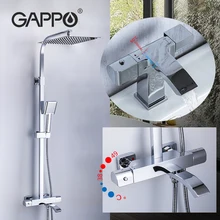 

Gappo Thermostatic Shower Sets Waterfall Bath Shower System Thermostatic Mixer Bathroom Shower Faucet + Brass Basin Faucet