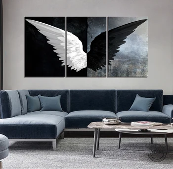 

3pcs Black And White Angle Wing Large Size Canvas Wall Painting On Wall Art Poster And Prints Picture For Living Room Decoration