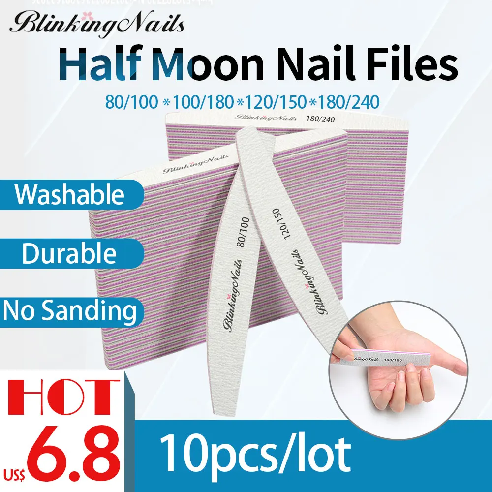 

BlinkingNails Nail File 150/180 for Pedicure Professional Nail Files 180 240 10pcs Nail File 100/180 Sanding Files Block 80/100