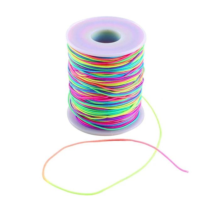 100M Elastic Beads Cord,Beading Cords Threads Rainbow Elastic Thread Cord  String DIY Handmade Craft Jewelry for Making Necklace Bracelet,Braided