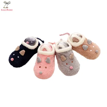 

Newborn Infant Baby Boy Girls Anti Slip Shoes 2020 Winter Cartoon Cotton Slipper Boots Socks Warm Shoes Anti-slip Slipper 6-24M