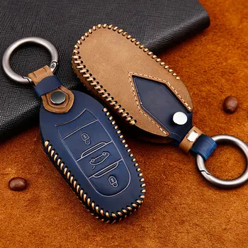 

Crazy Horse Leather Car Key Case For Peugeot 301 208 3008 5008 408 2008 308 508 2013 2014 2015 2016 2017 2018 2019 Accessories