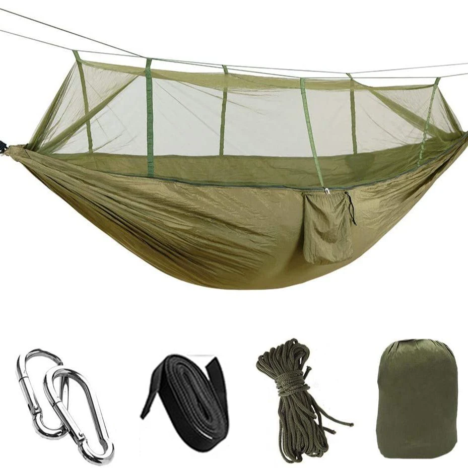 1/2 Person Camping Hammock with Mosquito Net Portable Hanging Bed Strength Parachute Fabric Sleep Swing for Garden ,Travel