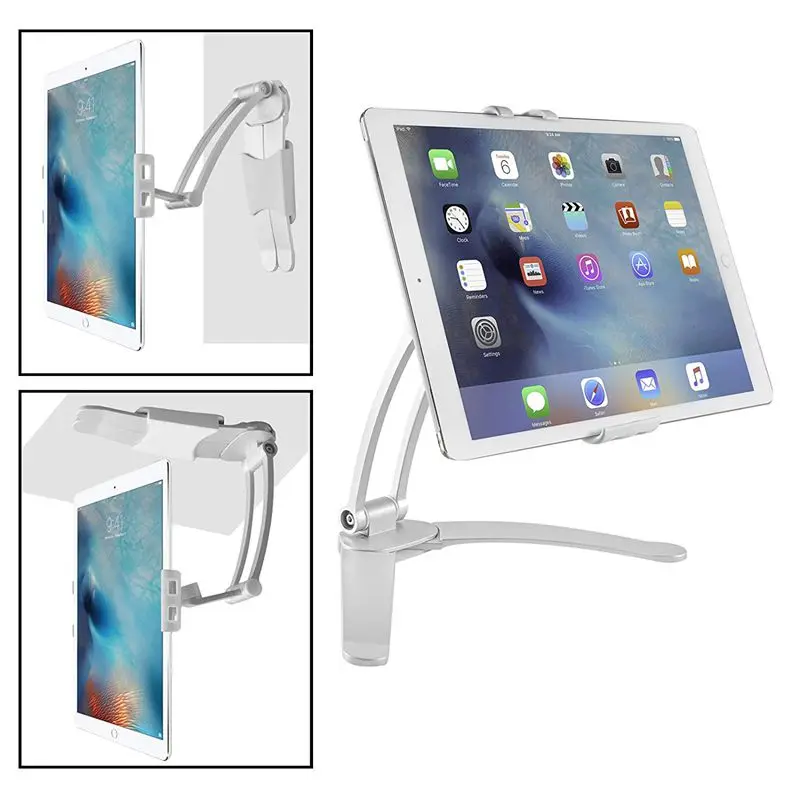  2-in-1 Kitchen Desktop Tablet Stand Wall Mount iPad Holder with Stylus for 4-10.5 Inch Tablets/iPad
