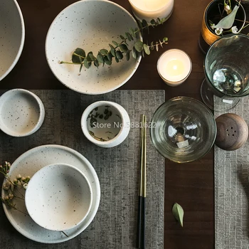 

1PC Japanese Style Plate Western Dish Round Steak Plate Household White Small Dish Rice Bowl Tableware