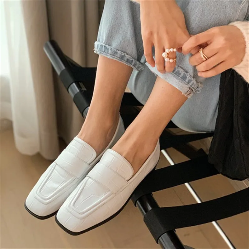 Туфли PXELENA женские из натуральной кожи Классические лоферы на низком каблуке