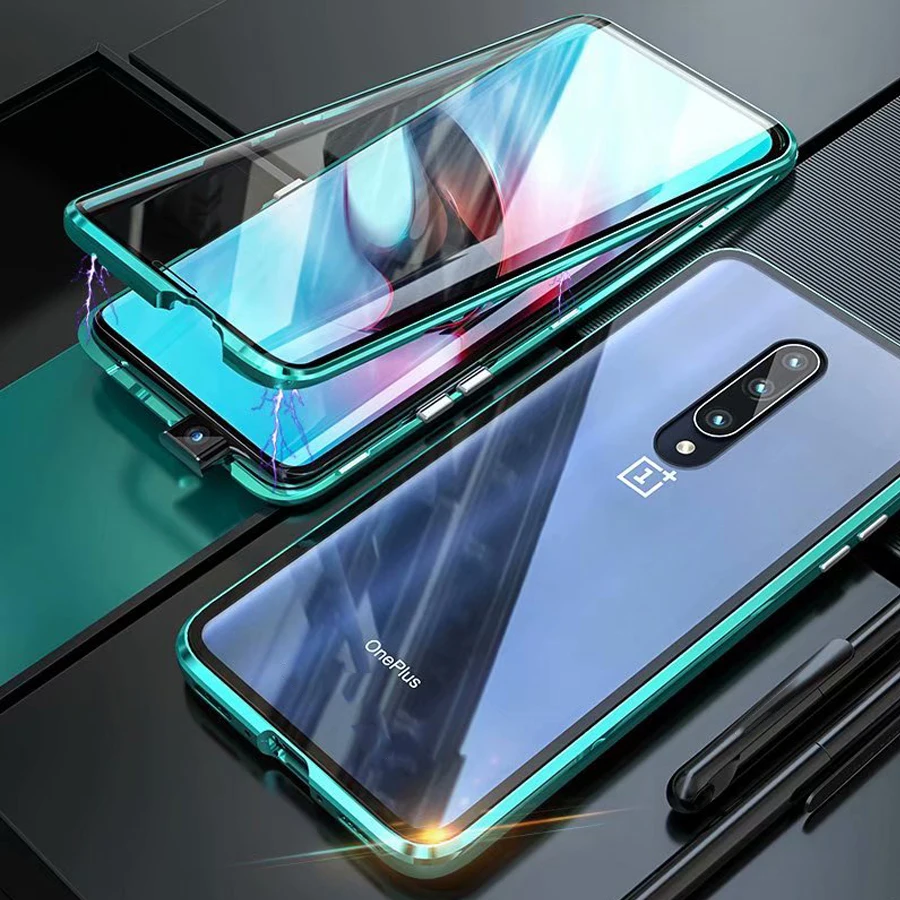 Роскошный магнитный металлический чехол для Oneplus 7 Pro Передняя и задняя двойная