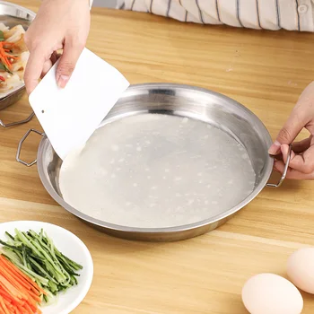 

Stainless Steel Pan Cold Noodle Making Tools Steamed Rice Tray Cake Dish for Home Kitchen BV789