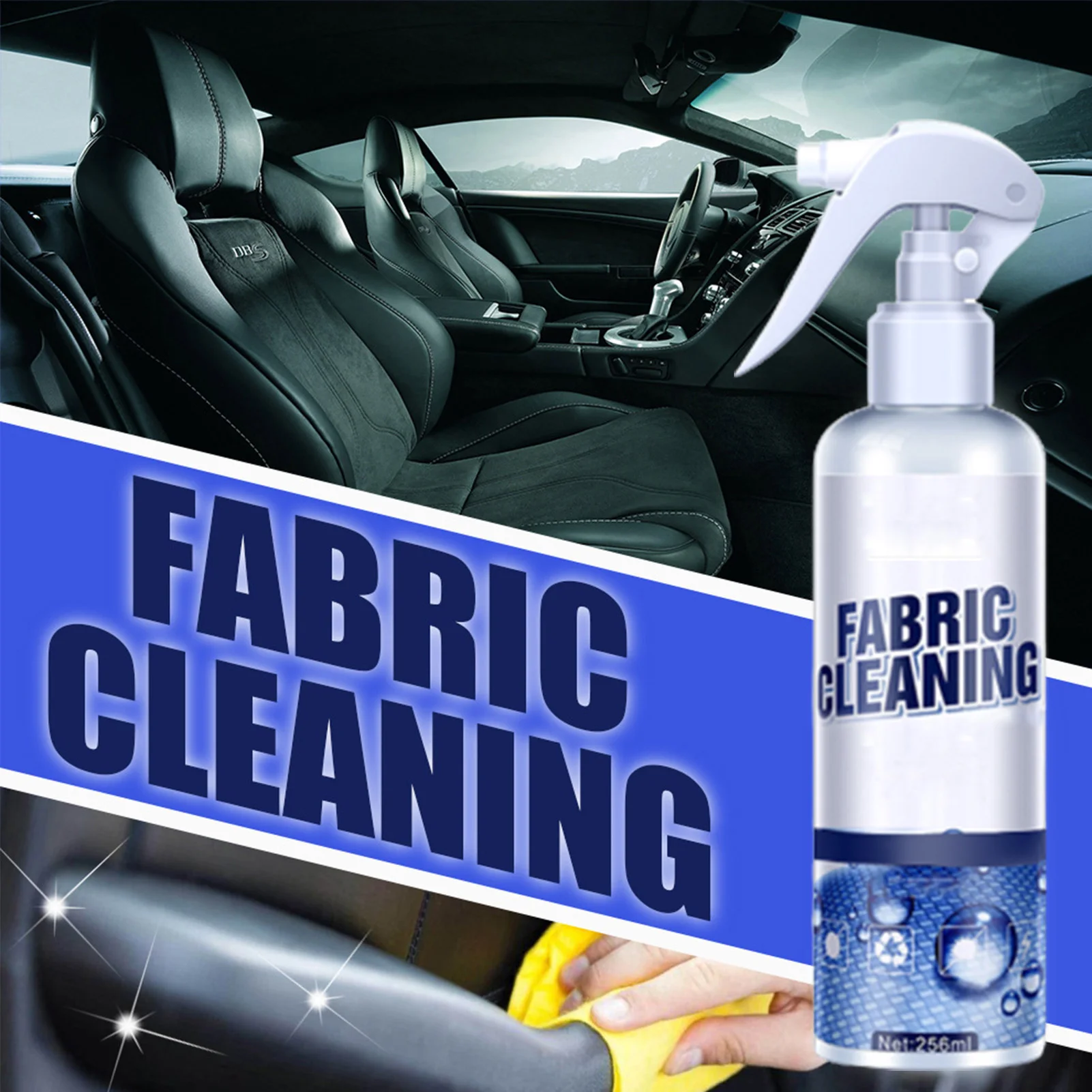 256ml Car Interior Fabric Cleaning Agent Leather Seat Cleaner Leather Flannel Woven Fabric Water-free Cleaning Agent Tool - Image 2
