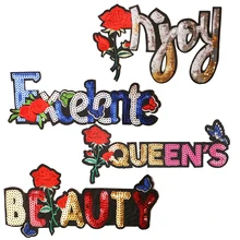 Красивые нашивки с розами, значок с блестками, железные нашивки для одежды, сделай сам, полосатая одежда, лоскутные наклейки для детей, значки на заказ