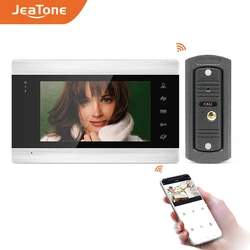 Jeatone sistema de vídeo porteiro 720p, wi fi, monitor tuya, campainha, vários idiomas, controle remoto, gravação de movimento