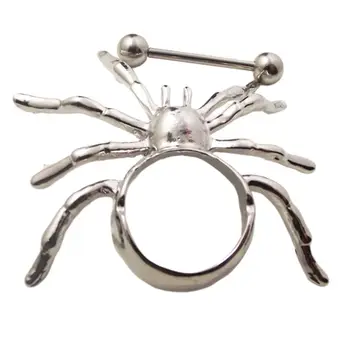 

Women Premium Surgical Stainless Steel Spider Animal Shape Nipple Ring Shield Gothic Body Piercing Jewelry Bar