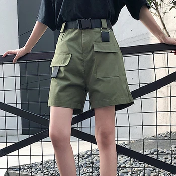 

3XL Plus Size Women Summer Shorts With Belt Fashion Casual Streetwear Cargo Shorts Feminino BF Style Army Green Short Femme