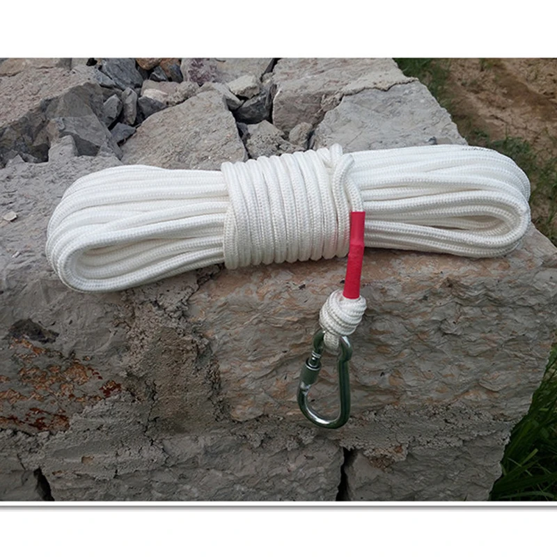 

Diameter 8mm* Length:10m,15m,20m,30m Flame safety escape Climbing Camping ropes Paracord with 2pcs buckle with steel wire