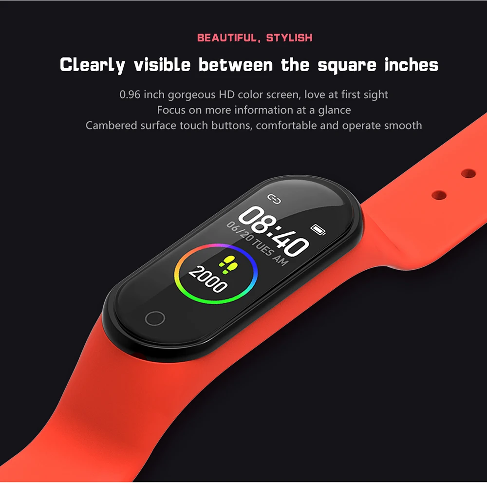  M4 Smart Wristband Fitness Bracelet Color Touch Screen Bracelet Heart Rate Blood Pressure Tracker W - 4000033619192