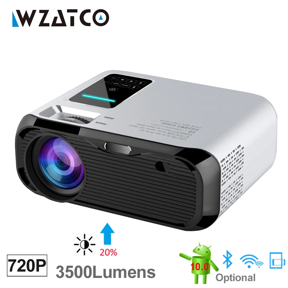 WZATCO E500 720P HD проектор 1280*800 3500 люмен домашнего кинотеатра Android 10 0 дополнительный