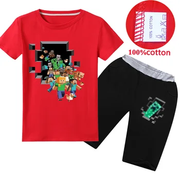 

ebay hot sale cartoon game children's t-shirt kids suit children's clothing Minecrafted children's clothes tracksuitsclothing