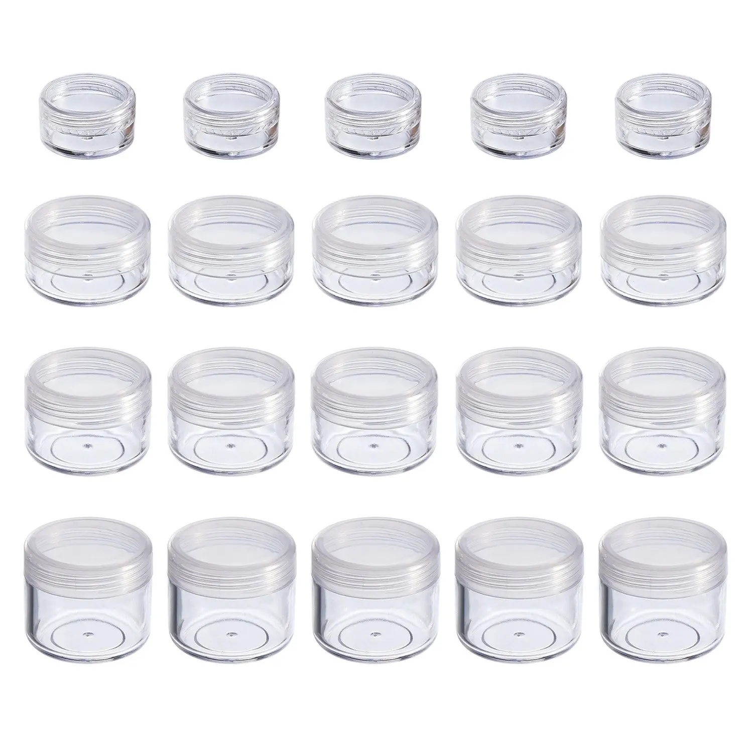 

100pcs 2g 3g 5g 10g 15g 20g Plastic Empty Clear Cosmetic Jars Makeup Container Lip Balm Lotion Bottles Vials Cream Pot Gel Box