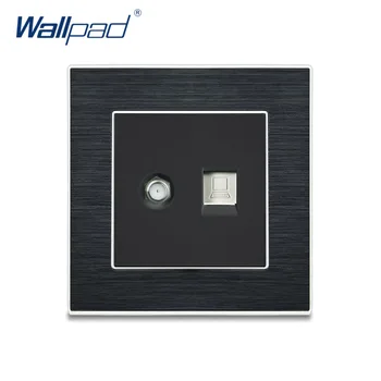 

Computer & Satellite Socket Ethernet RJ45 CAT6 Wallpad Luxury Satin Metal Panel Electric Wall SAT Data Socket