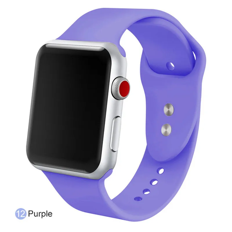 purple Мягкий силиконовый ремешок для apple watch 4 5 44 мм 40 мм браслет для iwatch серии 3 2 1 42 мм 38 мм спортивное издание - Цвет ремешка: purple