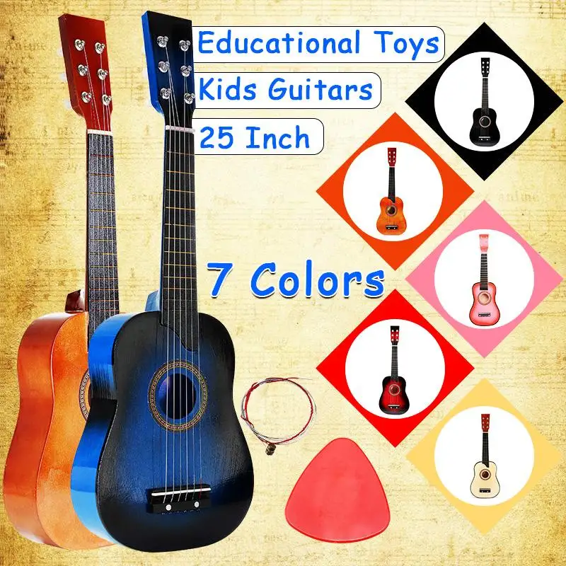 

25 Inch 6 String Acoustic Guitar Beginner Practice Musical Instrument Stringed Guitar for Beginners Students