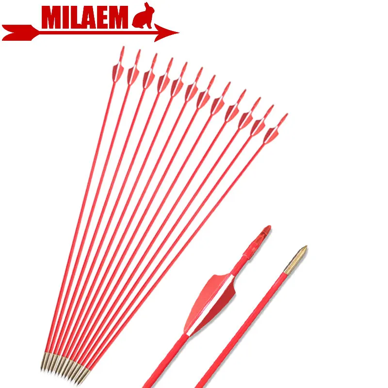 

6/12/24pcs Archery Fiberglass Arrows Rubber Feathers2.5" Fletching 80cm OD6mm Recurve Compound Bow Hunting Shooting Accessories