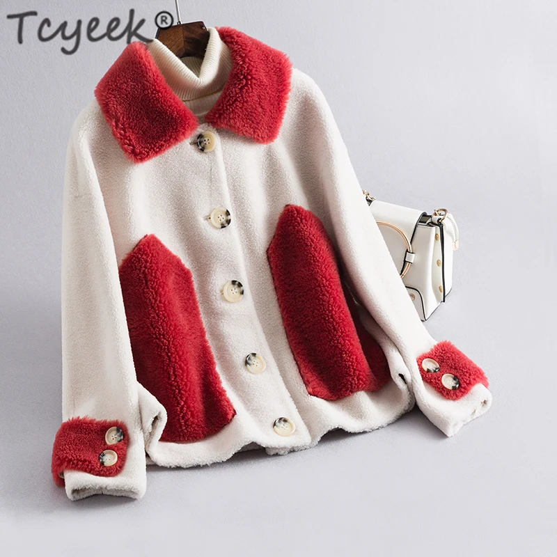 

Tcyeek Fashion Winter Coat Women Clothes 2019 Korean Warm Sheep Shearing Jacket Female Real Wool Fur Coat Outerwear Hiver LJ2O2O