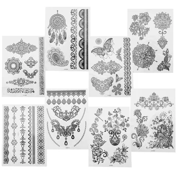 

8 Sheet Women Laddies Temporary Art Tattoos Waterproof Fake Body Beautiful Lace Tattoos Sexy Tattoos Decoration