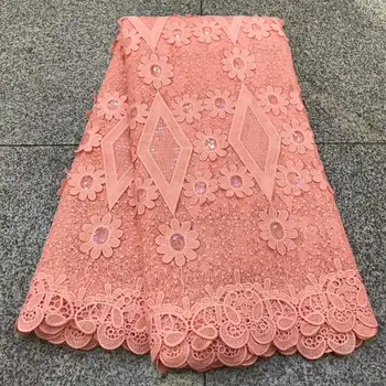 

2020 Orange African Dry Lace Fabrics High Quality Milk Silk Lace Fabric For Wedding Latest Sequins French Mesh Lace Fabrics