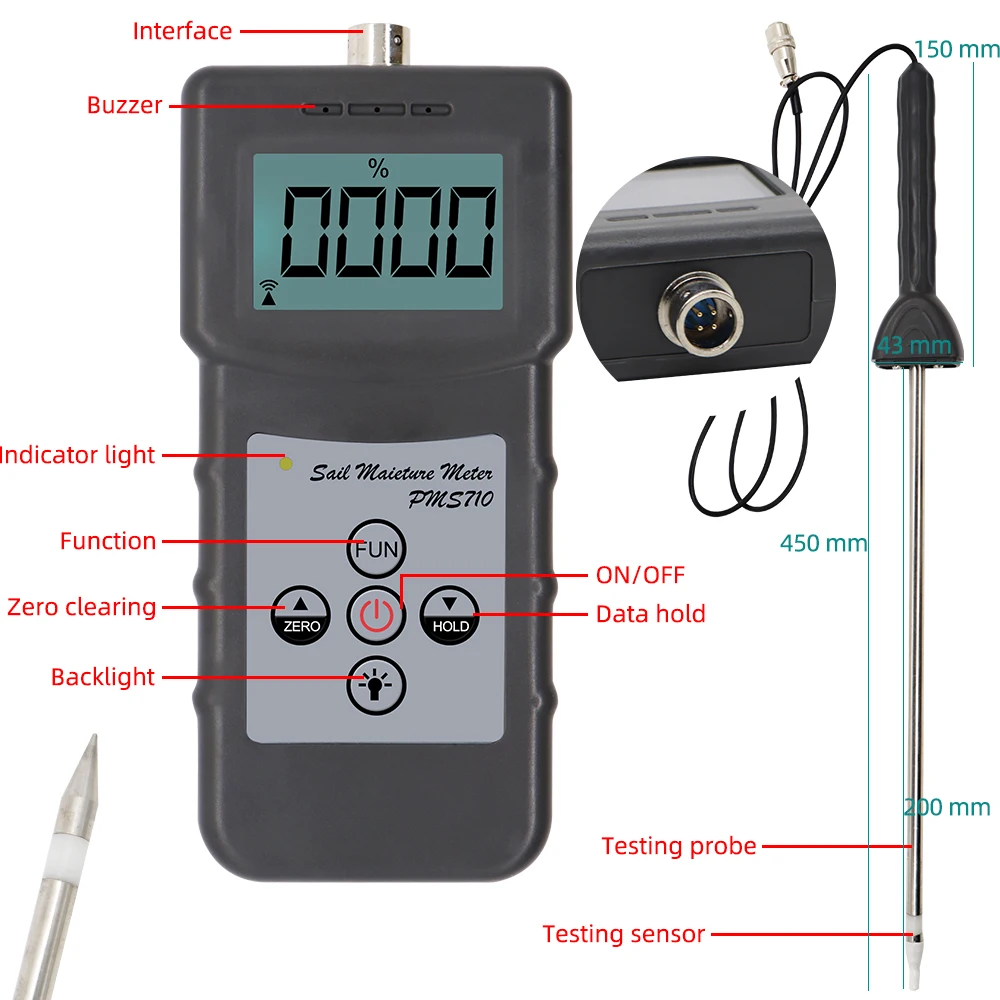Digital Soil Moisture Meter 0-50% High Precision