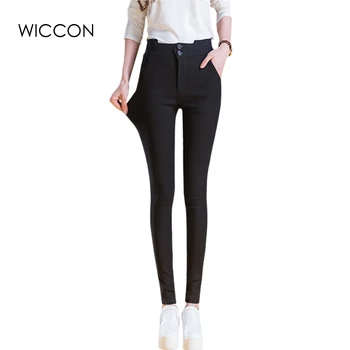 

autumn winter women elastic pants black skinny slim pencil pant high waist casual solid color full length office lady leggings