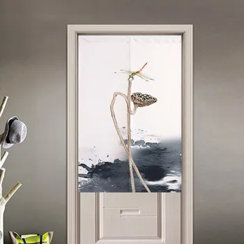 

Chinese-Style Lotus Door Curtain Toilet Block Cloth Half Curtain Living Room Bedroom Partition Curtain Feng Shui Curtain