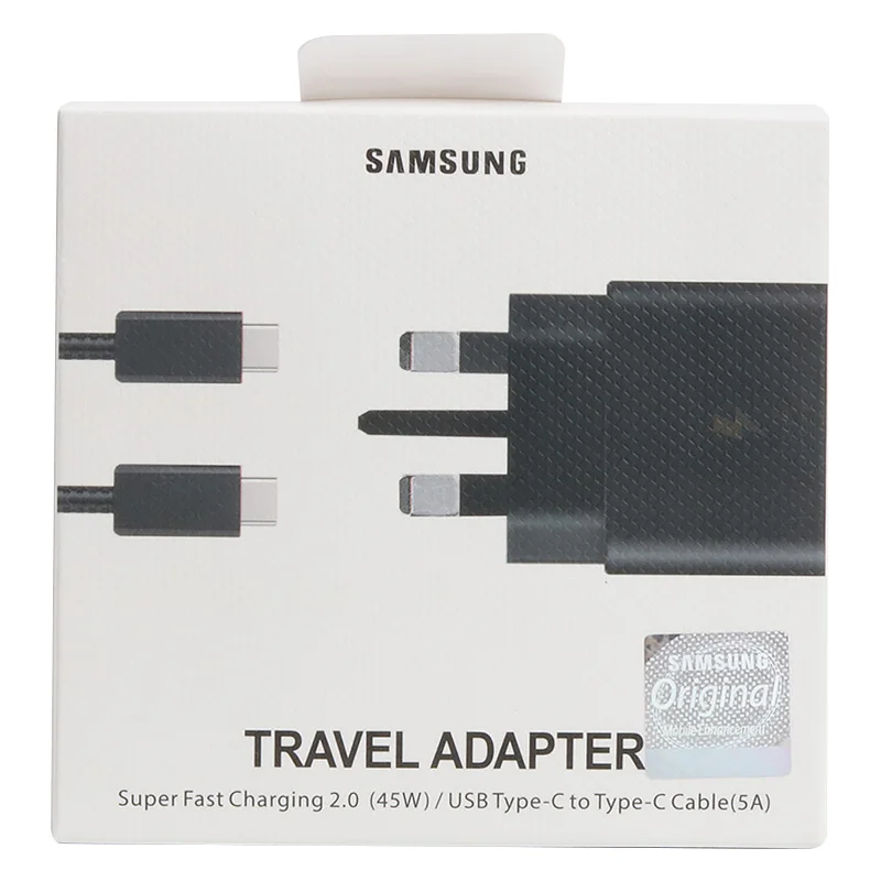 45W UK Plug Original Samsung Super Fast Charger Adaptive With PD type C To type C Cable For Galaxy S21 S20 A72 A71 A91 Note10 12 v usb Chargers